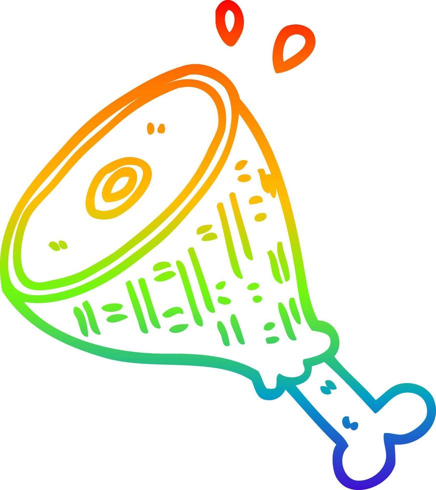 rainbow gradient line drawing cartoon cooked meat vector