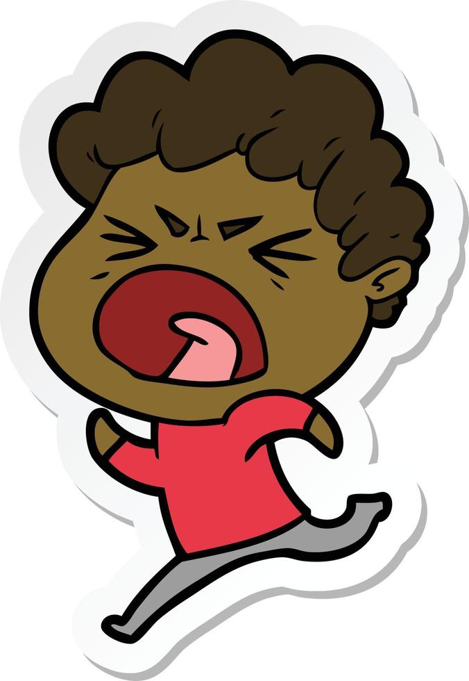 sticker of a cartoon furious man vector