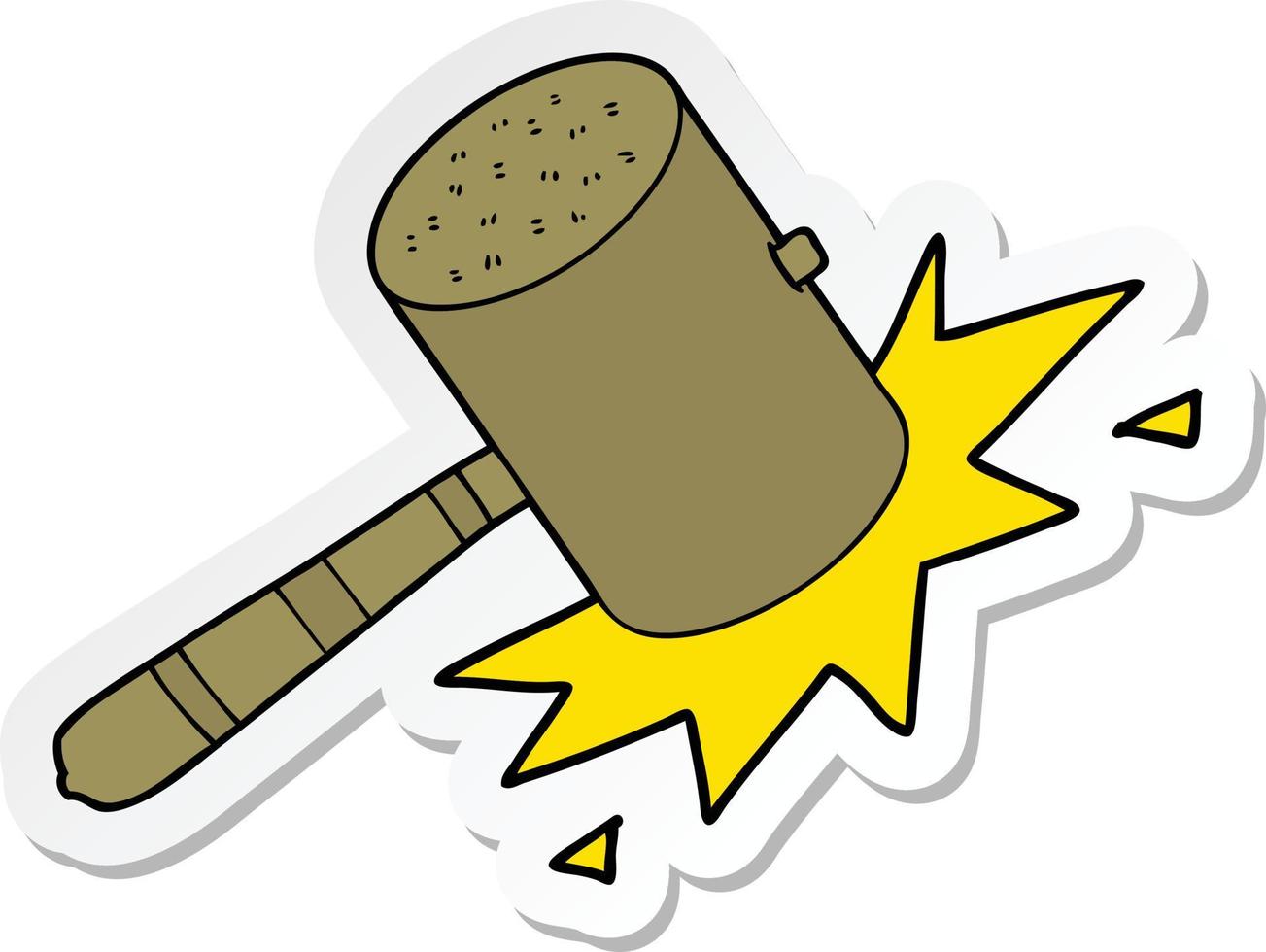 sticker of a cartoon banging gavel vector