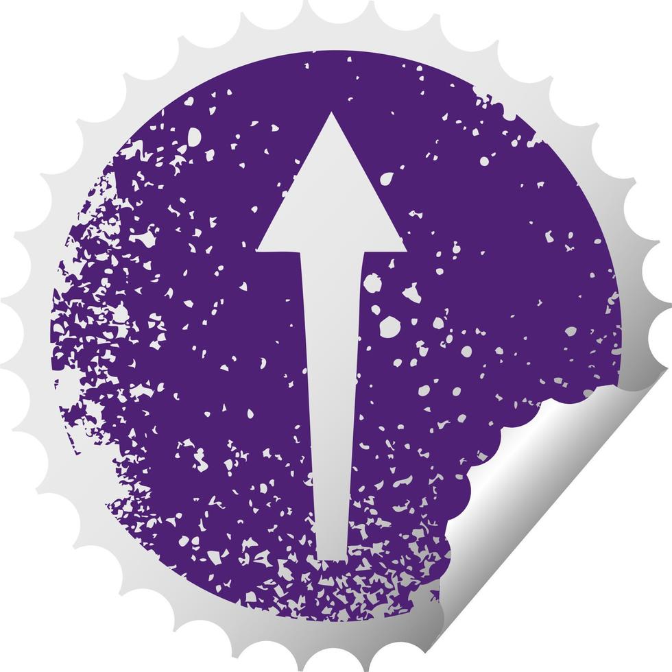quirky distressed circular peeling sticker symbol arrow vector