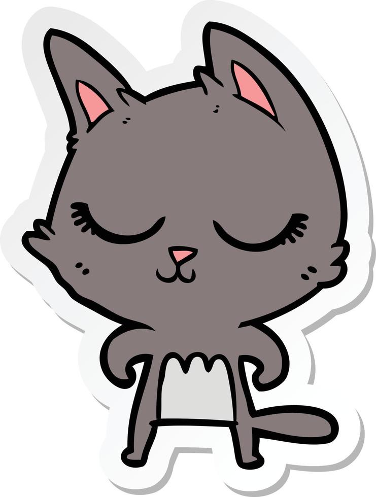 sticker of a calm cartoon cat vector