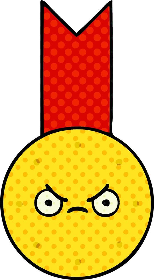 comic book style cartoon gold medal vector