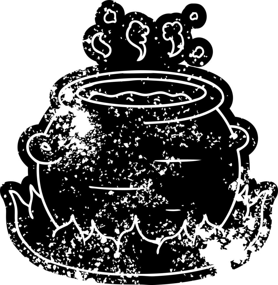 grunge icon drawing of a pot of stew vector
