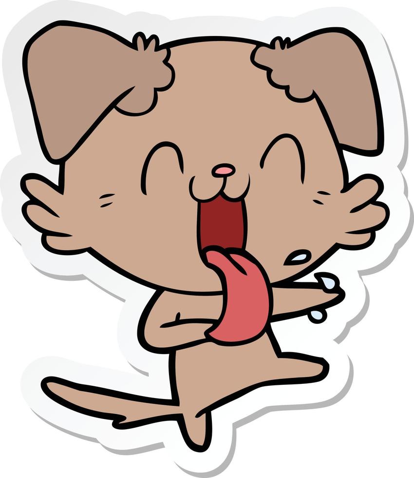 sticker of a cartoon panting dog vector