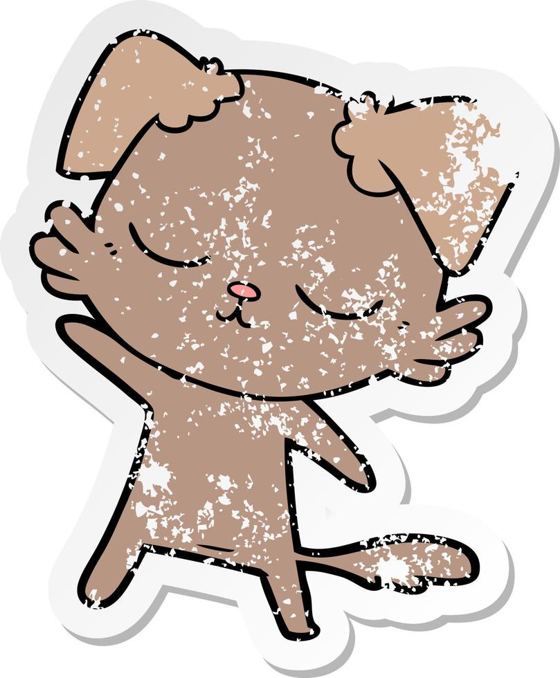 distressed sticker of a cute cartoon dog vector