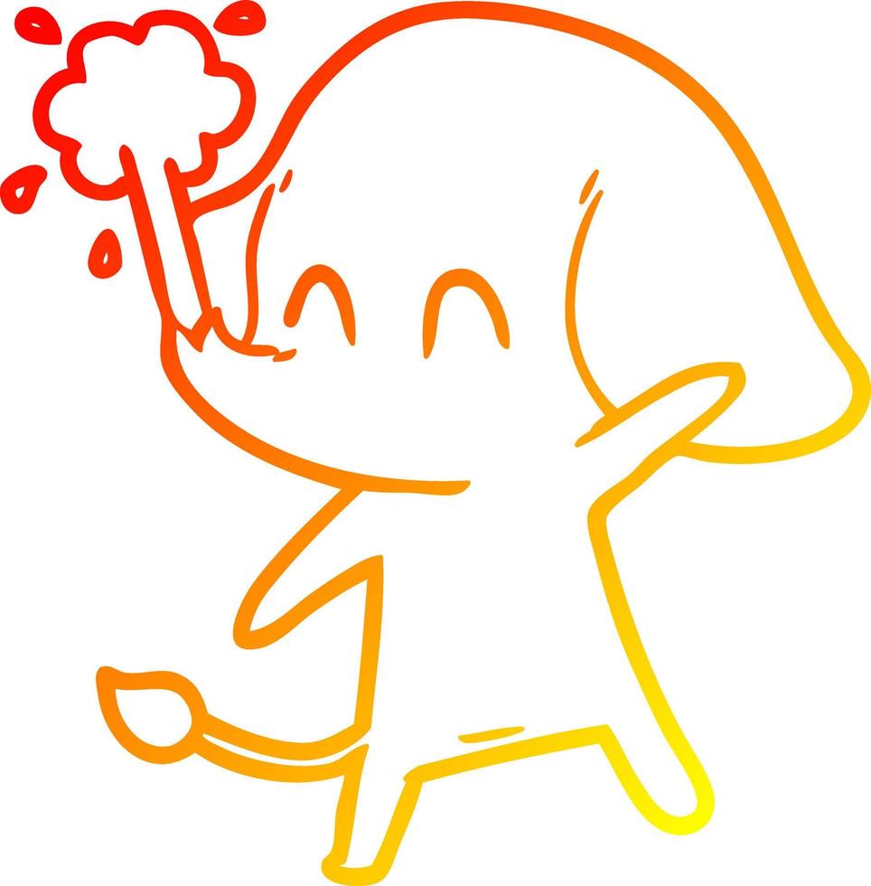 warm gradient line drawing cute cartoon elephant spouting water vector