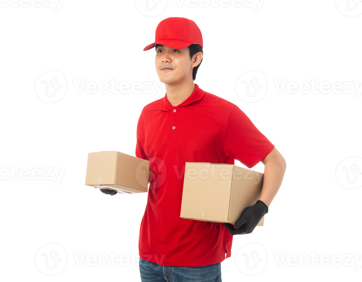 Asian delivery man, Png file