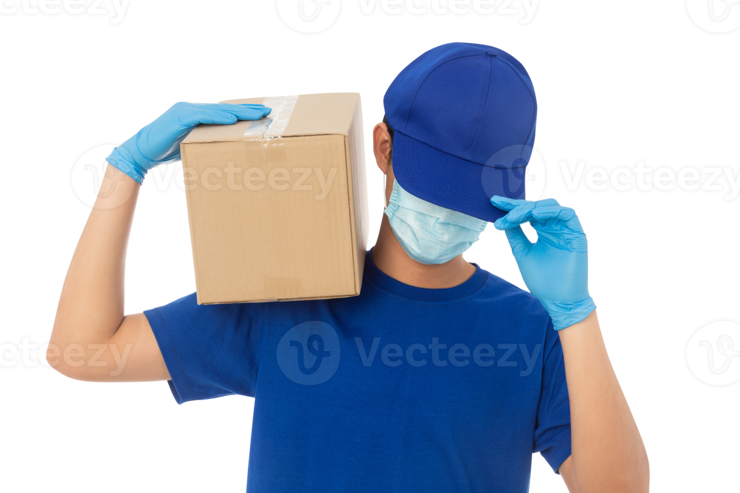 Asian delivery man, Png file