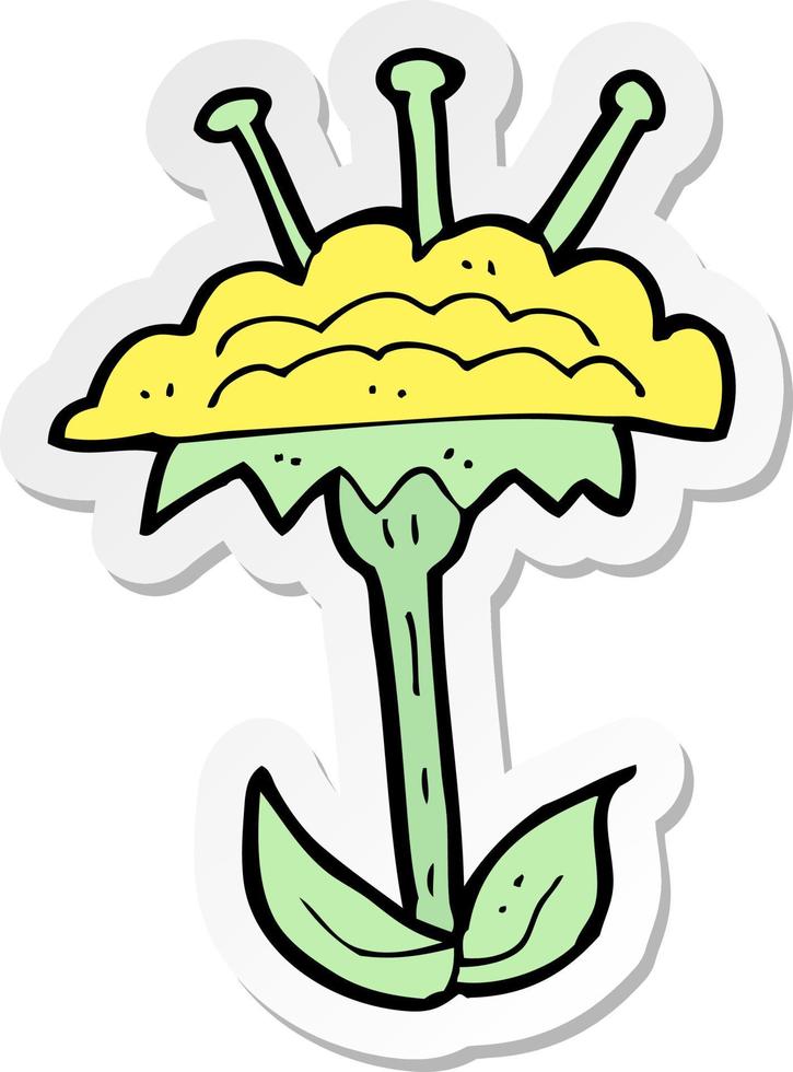 sticker of a cartoon flower vector