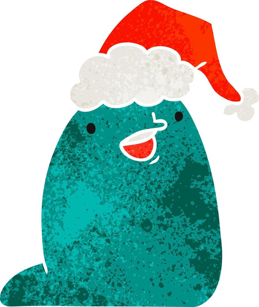 christmas retro cartoon of kawaii slug vector