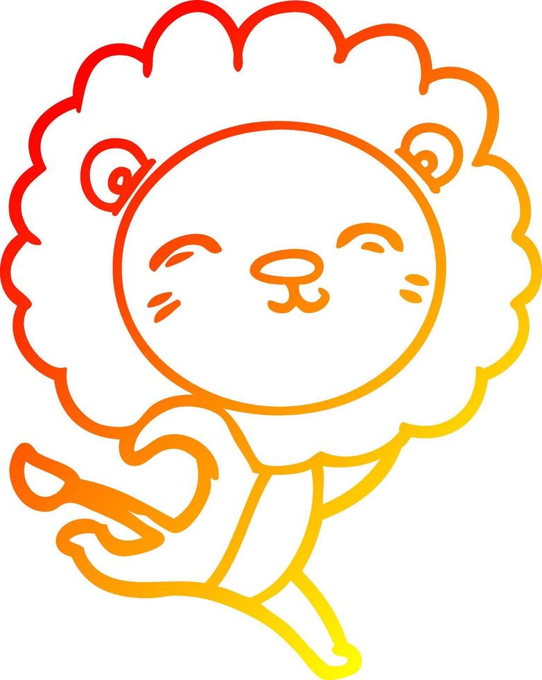 warm gradient line drawing cartoon lion vector