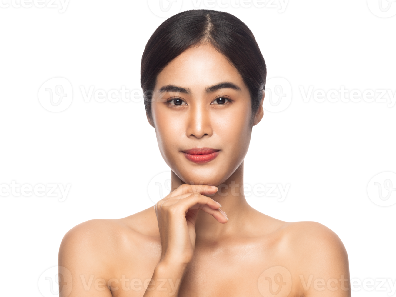 Beautiful Young Asian woman with clean fresh skin. Beauty concept. Png file