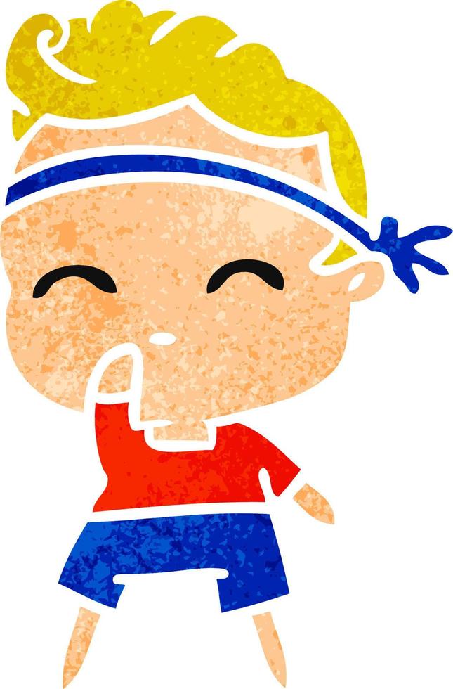 retro cartoon of kawaii cute fitness boy vector