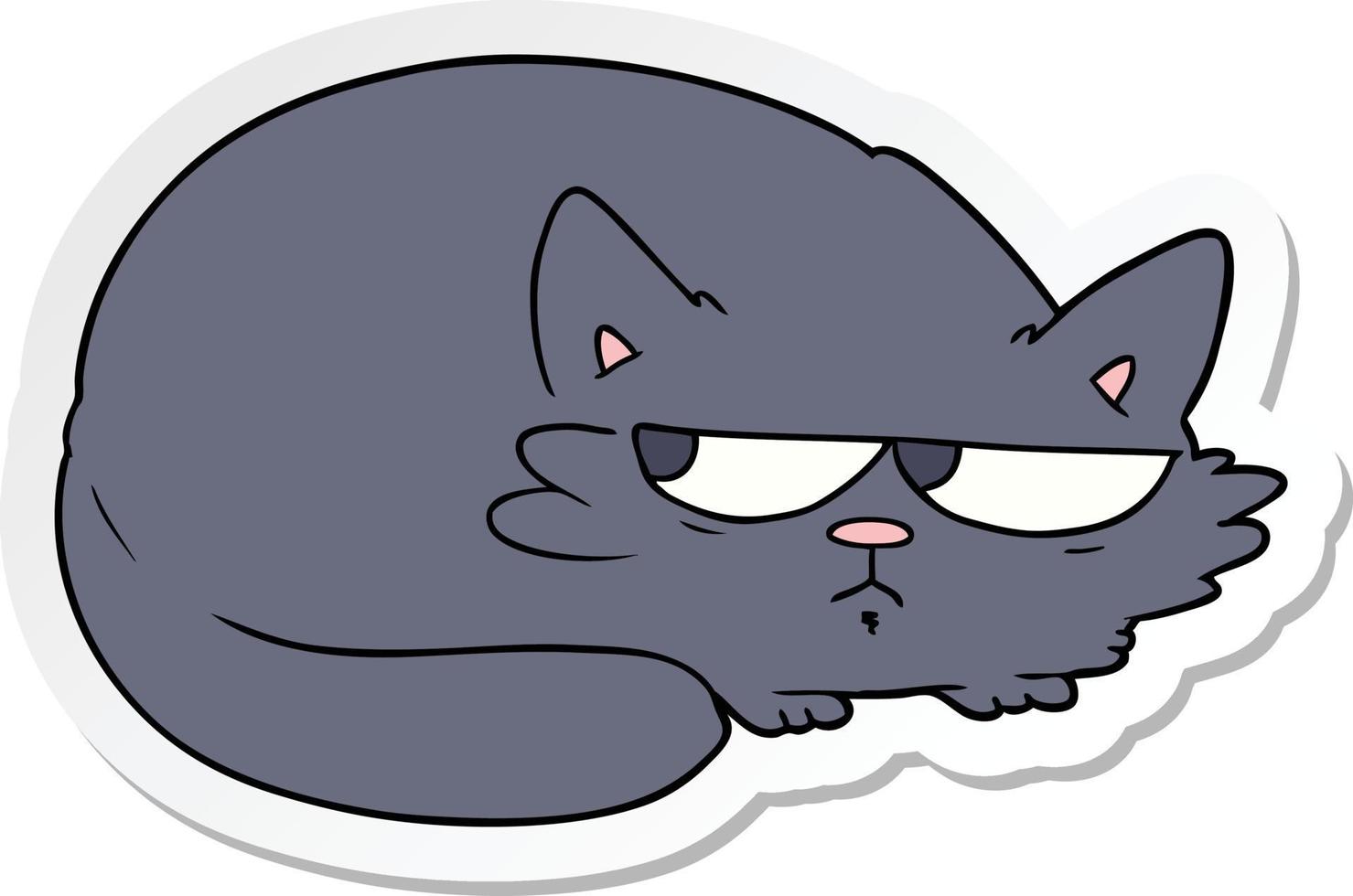 sticker of a cartoon suspicious cat vector