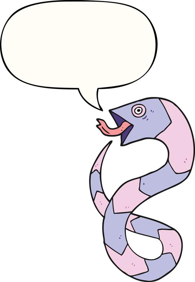hissing cartoon snake and speech bubble vector