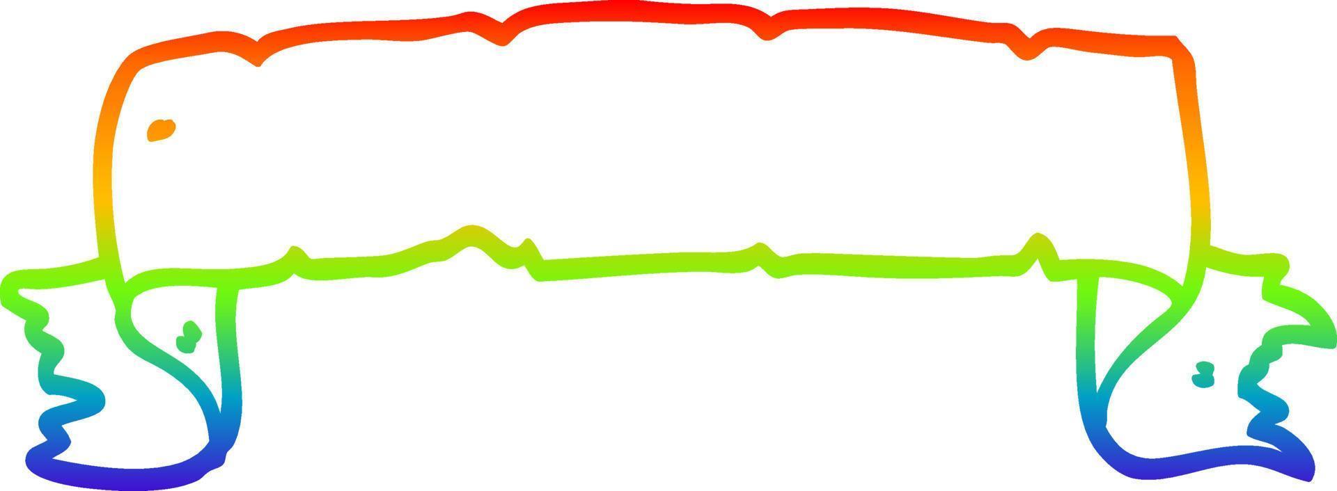 rainbow gradient line drawing cartoon scroll banner vector