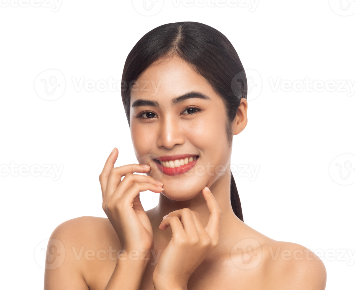 Beautiful Young Asian woman with clean fresh skin. Beauty concept. Png file