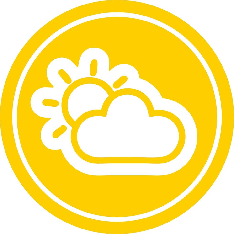 sun and cloud circular icon vector