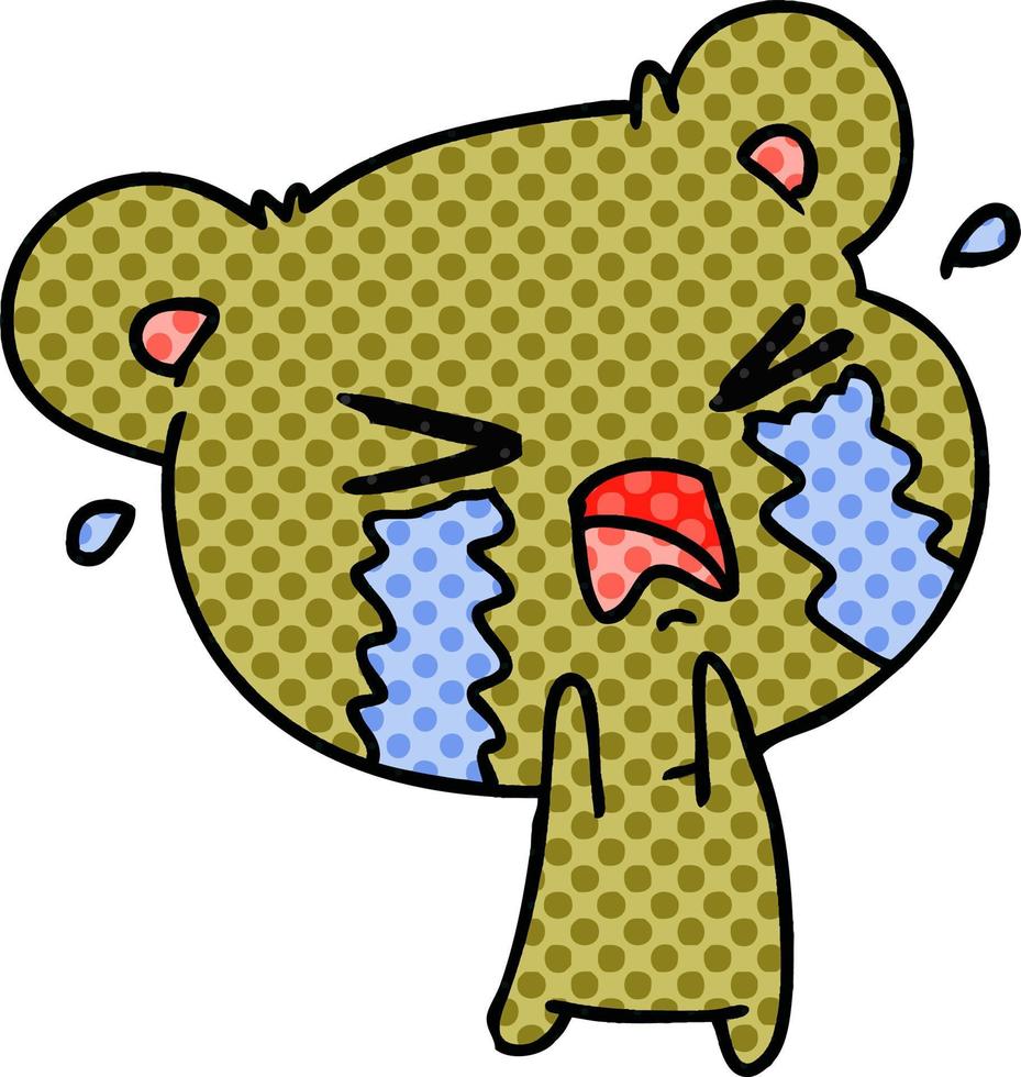 cartoon of a cute crying bear vector