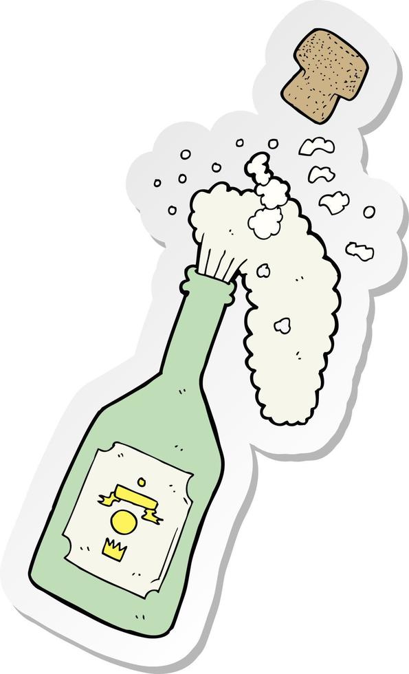 sticker of a cartoon champagne popping vector