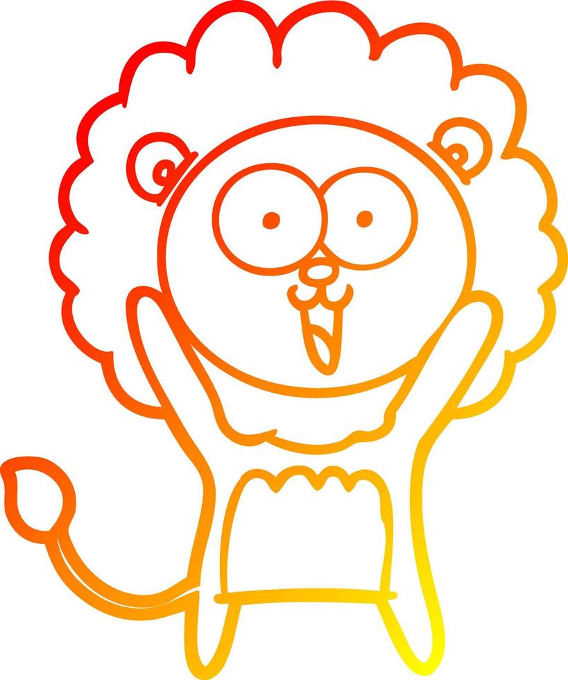 warm gradient line drawing happy cartoon lion vector