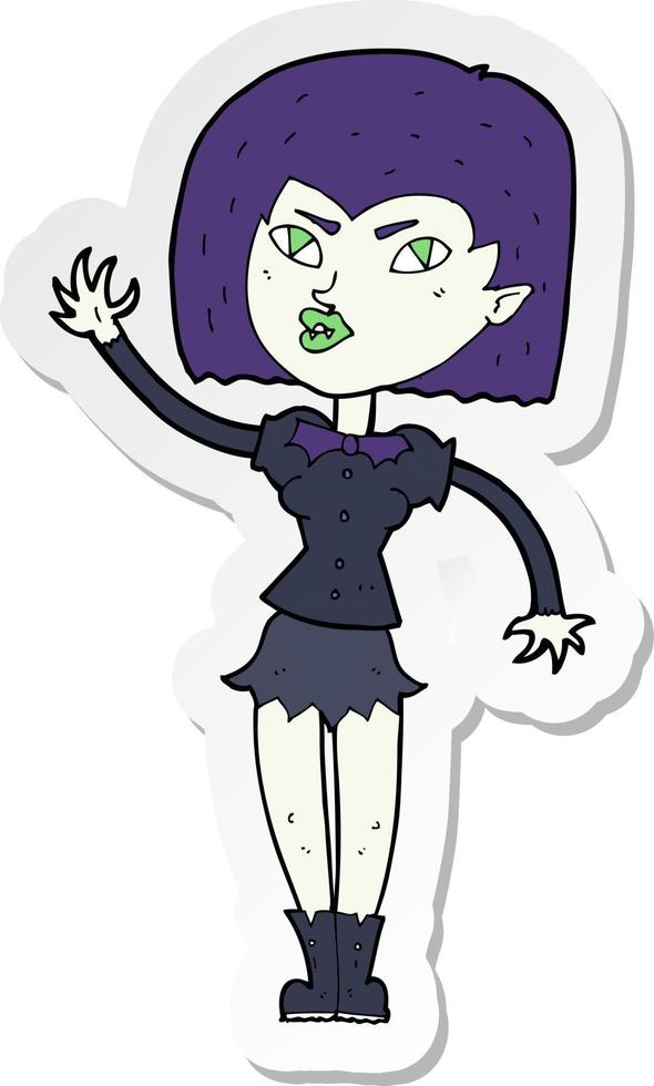 sticker of a cartoon pretty vampire girl vector