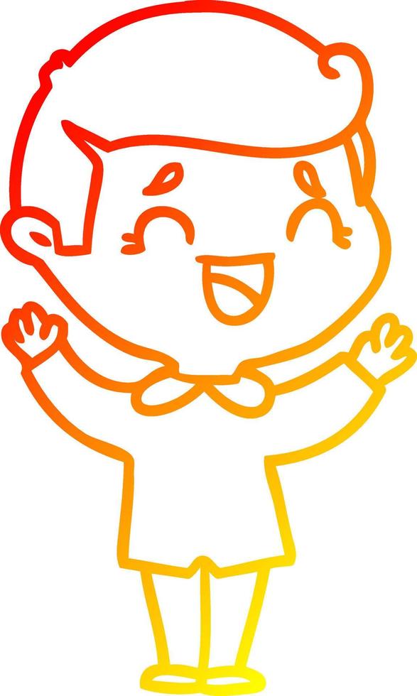 warm gradient line drawing cartoon laughing man vector