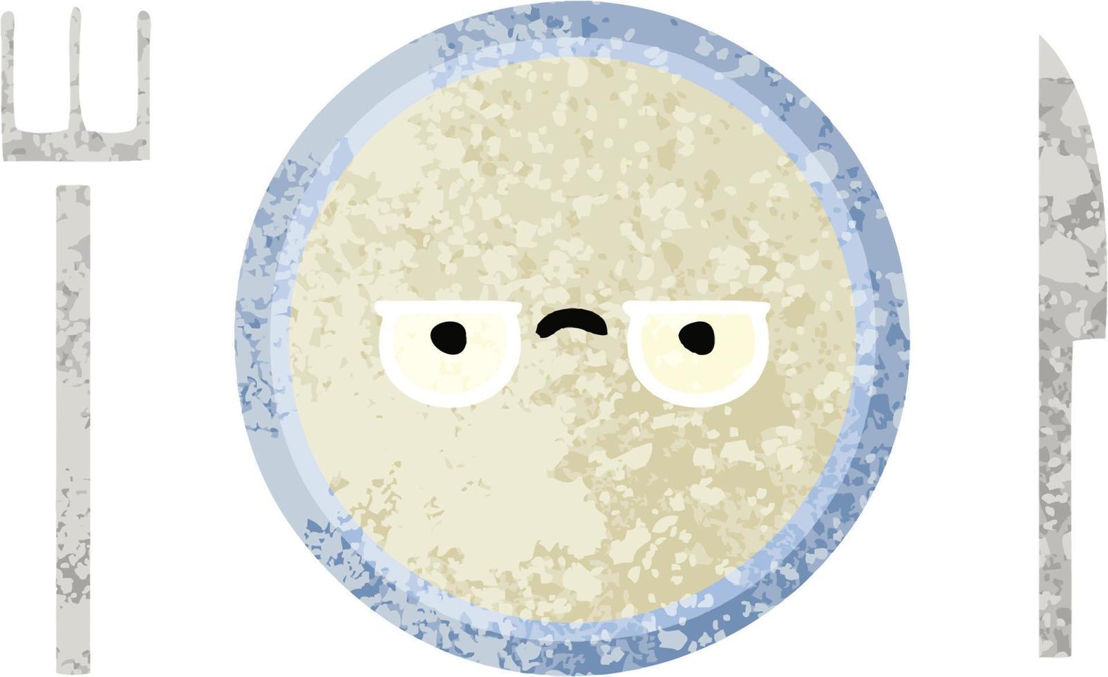 retro illustration style cartoon dinner plate vector