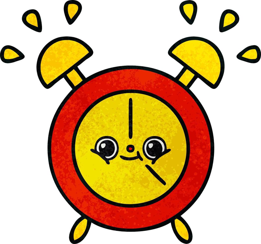 retro grunge texture cartoon alarm clock vector