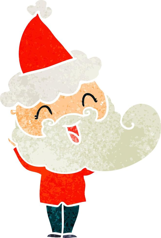 happy bearded man wearing santa hat vector