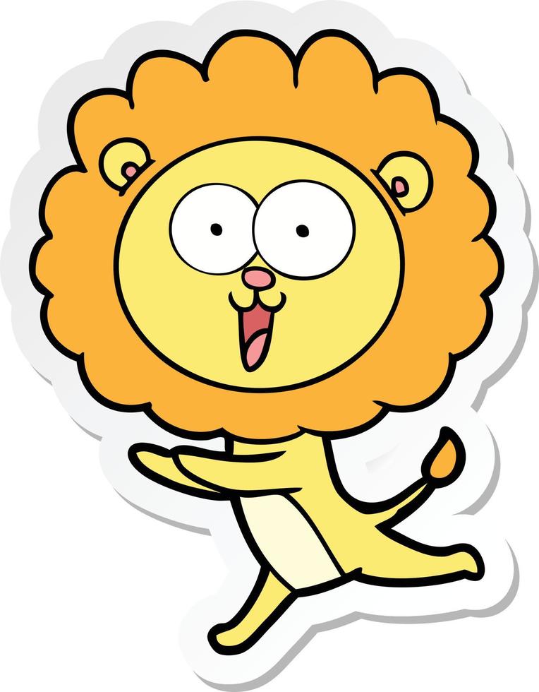 sticker of a happy cartoon lion vector