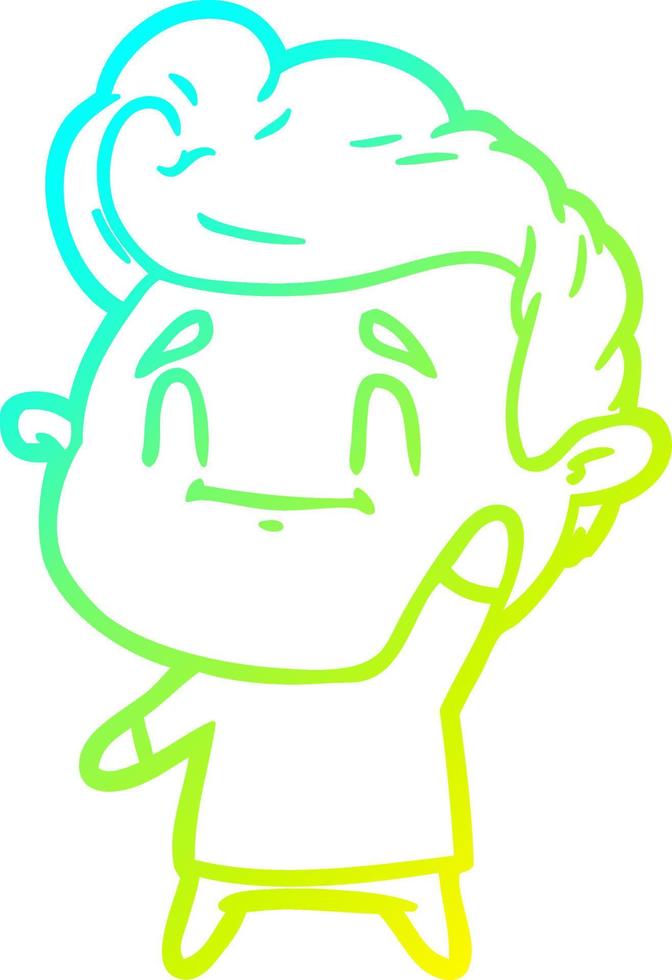 cold gradient line drawing happy cartoon man vector