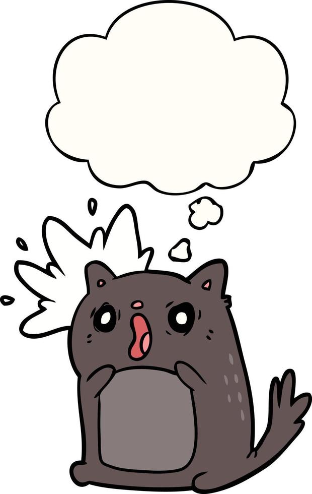 cartoon shocked cat and thought bubble vector
