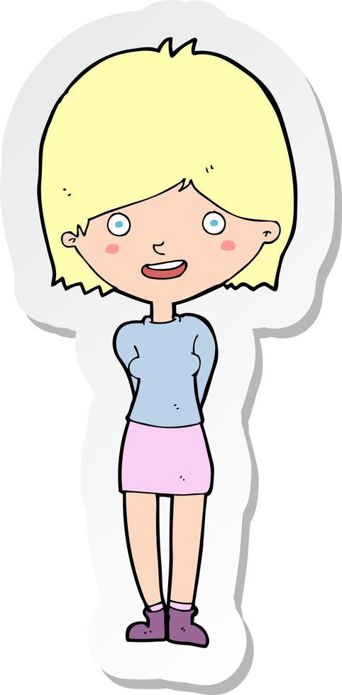 sticker of a cartoon friendly woman vector