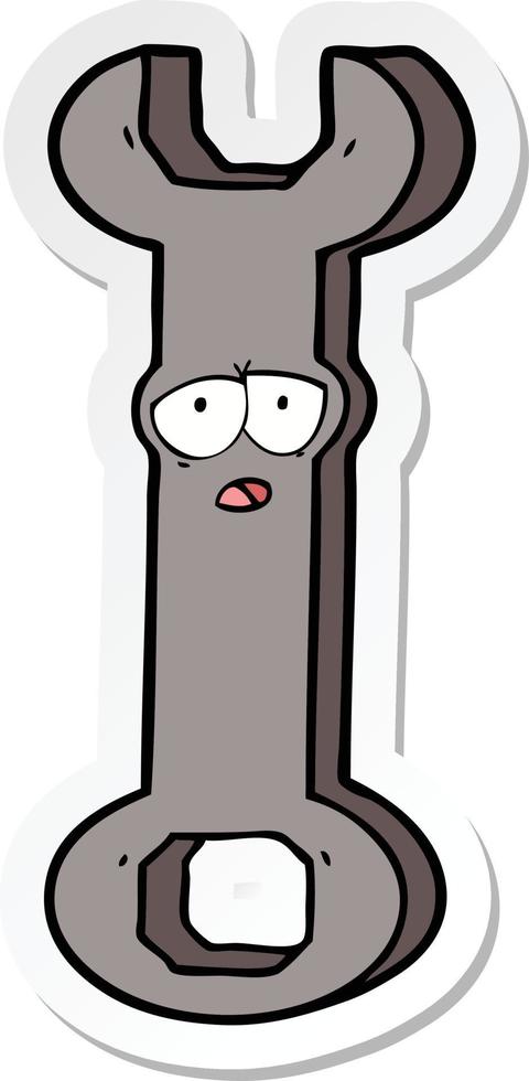 sticker of a cartoon spanner vector