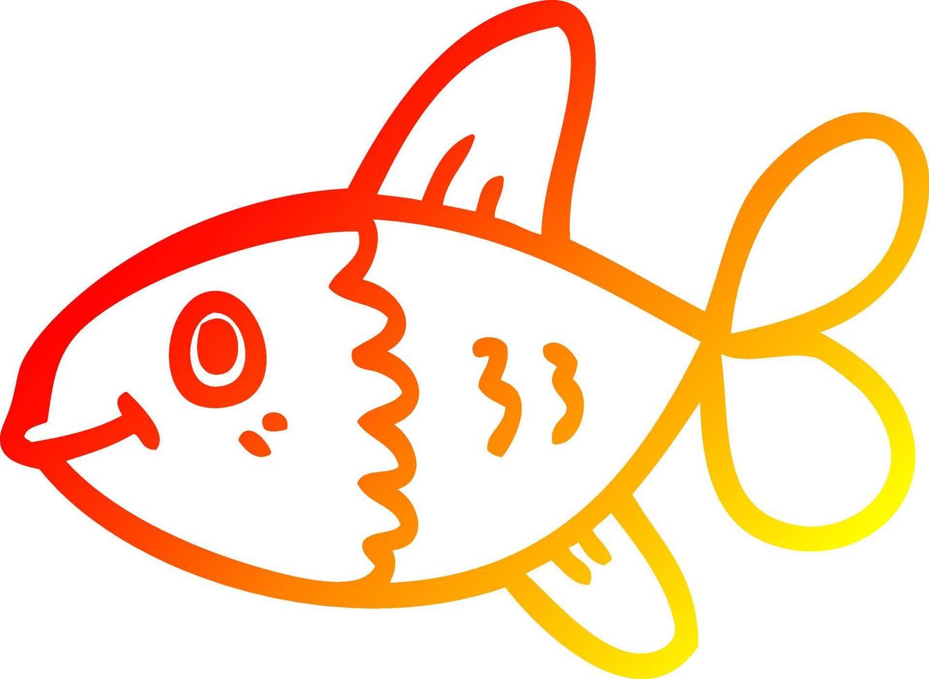 warm gradient line drawing cartoon fish vector