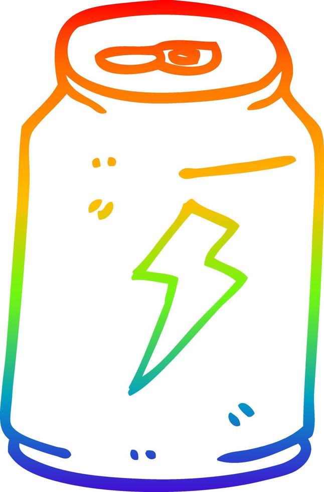 arco iris gradiente línea dibujo dibujos animados lata de bebida energética vector