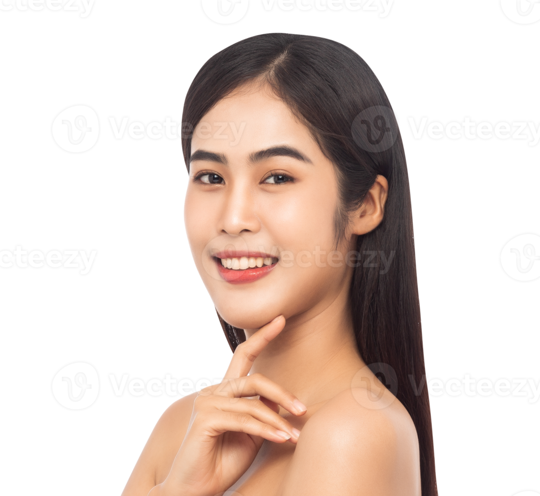 Beautiful Young Asian woman with clean fresh skin. Beauty concept. Png file