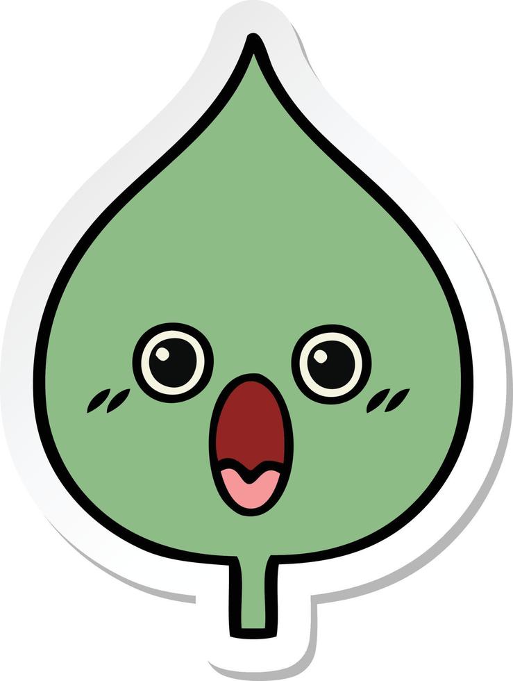 sticker of a cute cartoon expressional leaf vector