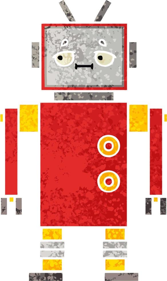 retro illustration style cartoon robot vector