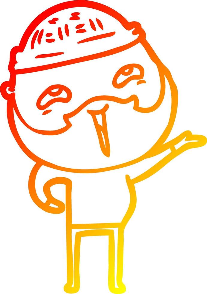 warm gradient line drawing cartoon happy bearded man vector