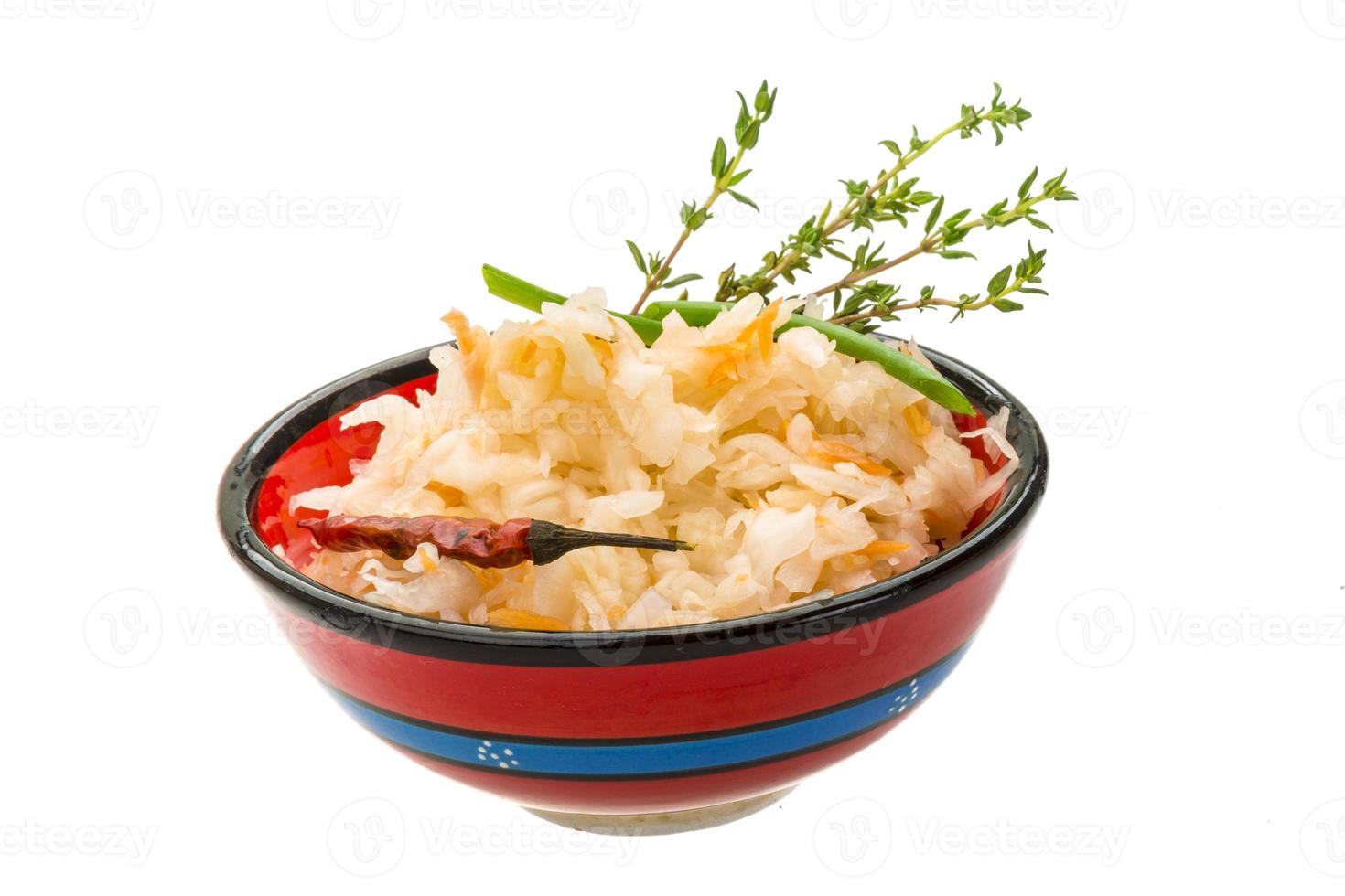 Fermented cabbage in dish photo