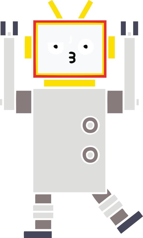 flat color retro cartoon robot vector