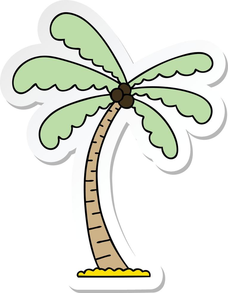 sticker of a quirky hand drawn cartoon palm tree vector