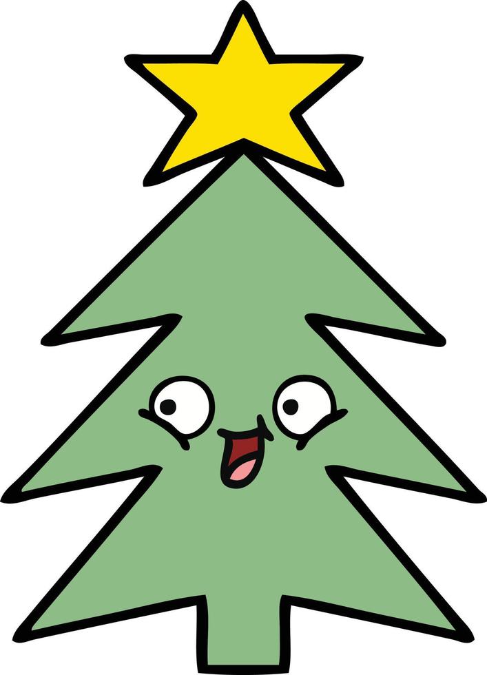 cute cartoon christmas tree vector