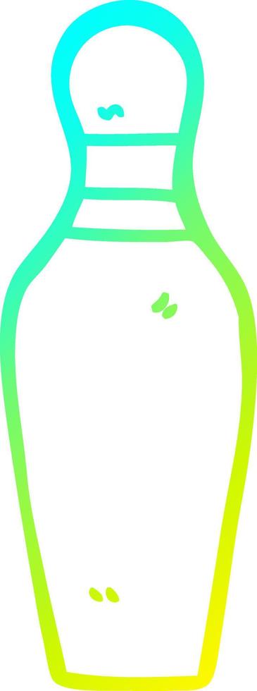 cold gradient line drawing cartoon bowling pin vector