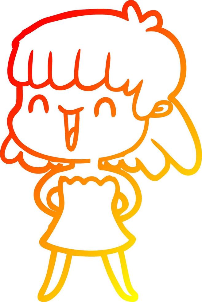 warm gradient line drawing cartoon woman vector