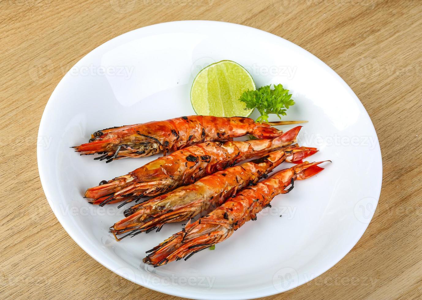 Grilled king prawns photo