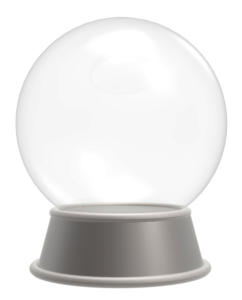 globe de neige boule de cristal vide isolé sur fond blanc. Illustration 3D. png