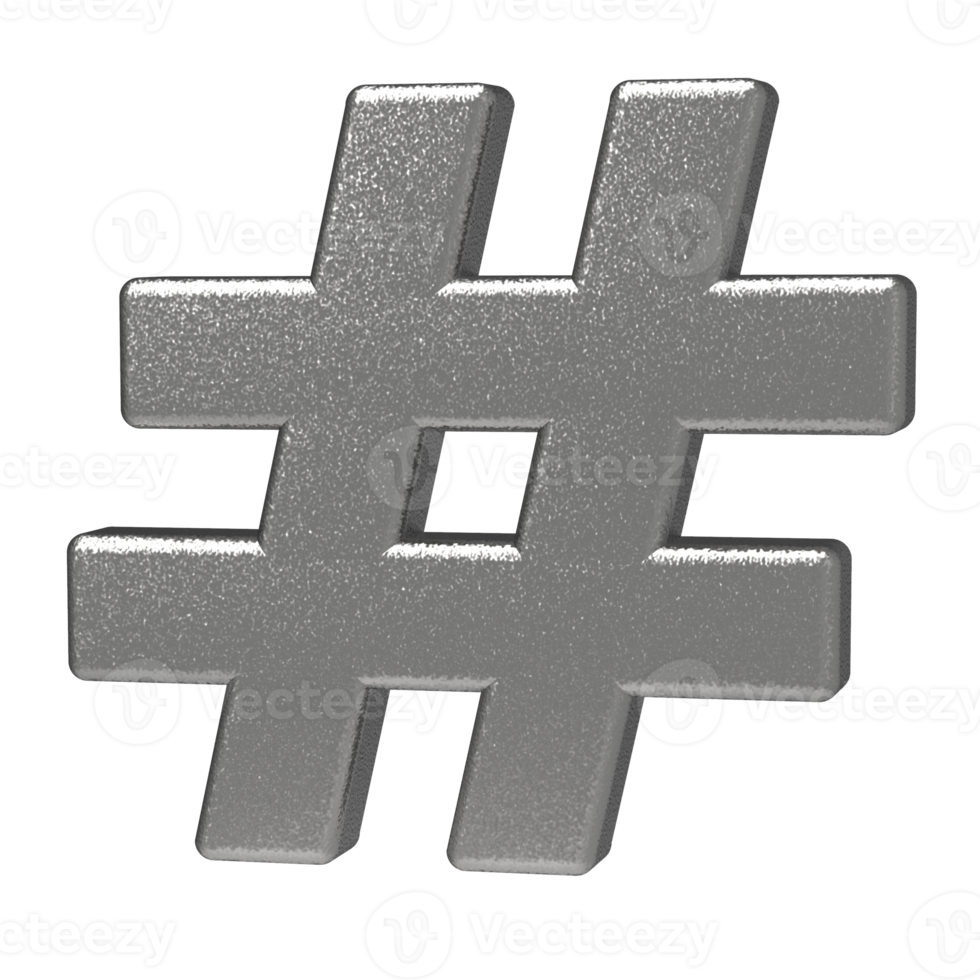 Hashtag icon isolated on transparent background. 3D Illustration. png